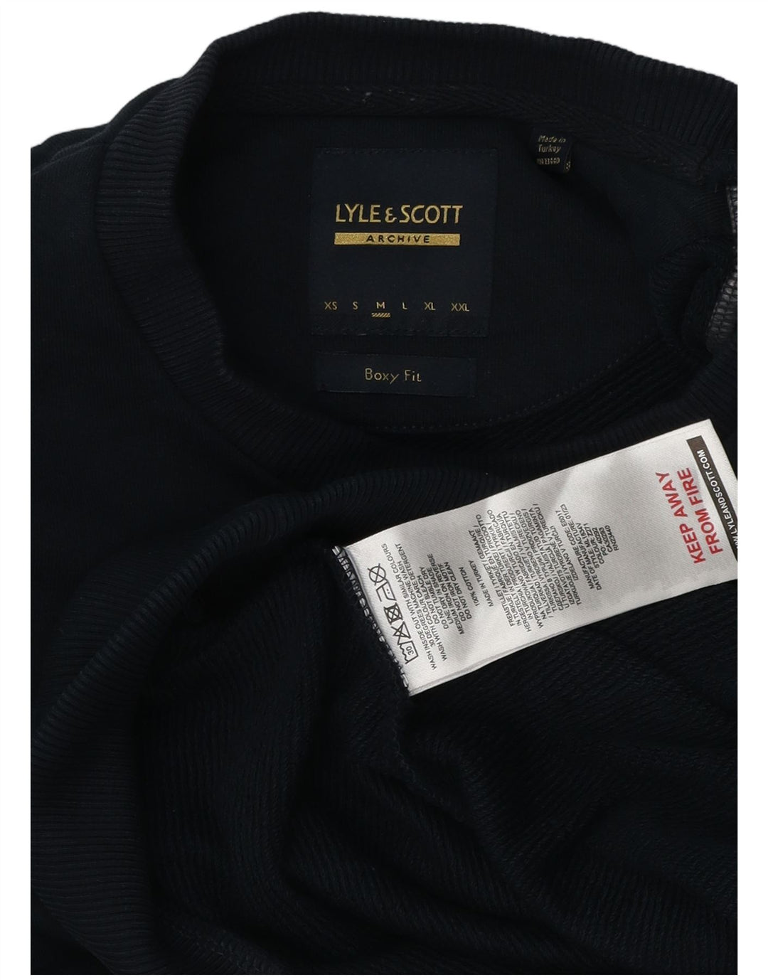 Męski sweter Lyle & Scott z grafiką w kształcie pudełka, średni granatowy, bawełniany