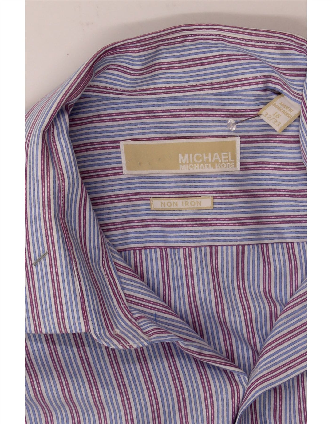 MICHAEL KORS Mens Shirt Size 16 Large Blue Striped Vintage Michael Kors and Second-Hand Michael Kors from Messina Hembry 