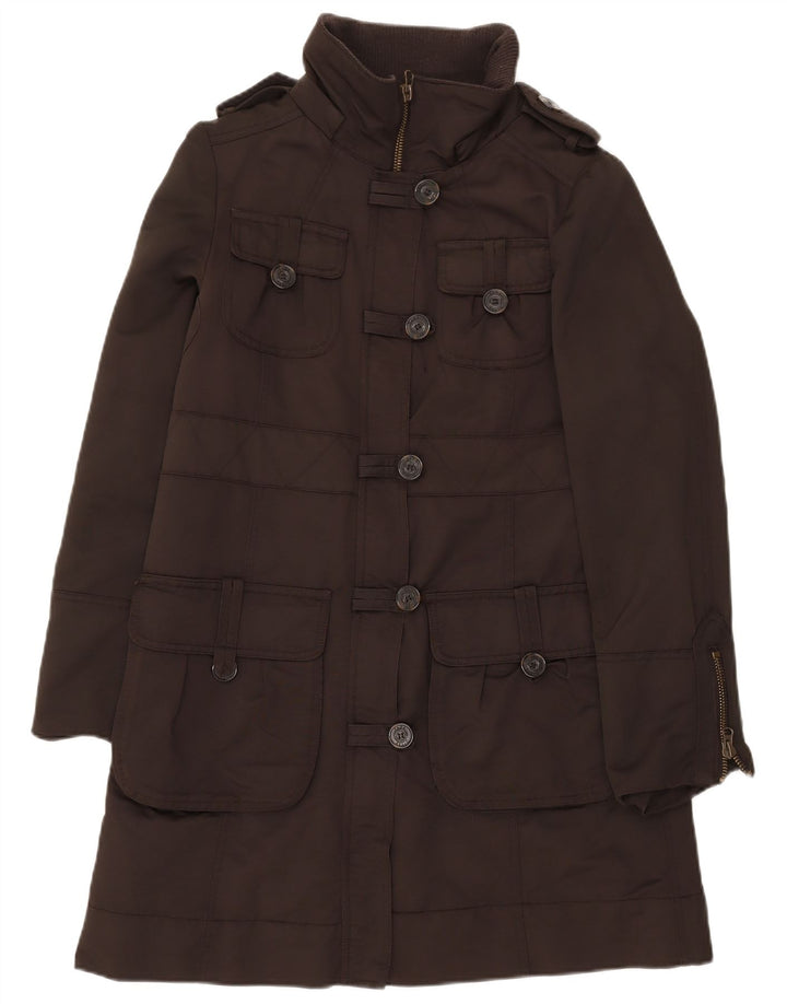 ZARA Womens Military Padded Coat UK 14 Medium Brown Polyester