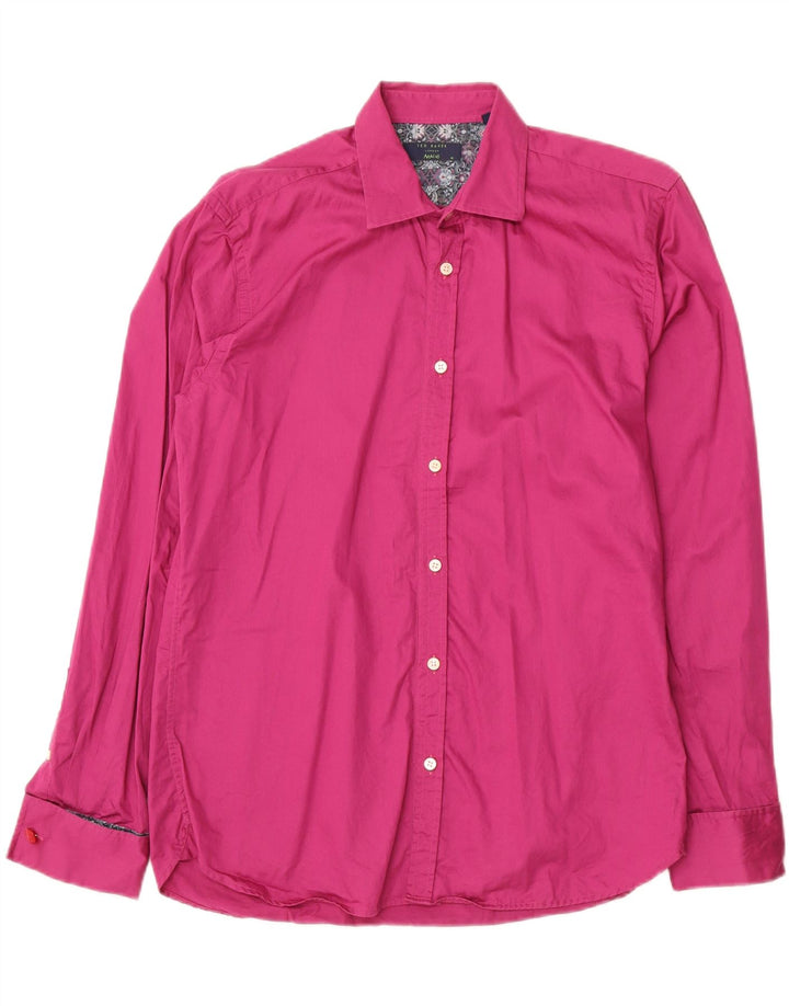 TED BAKER Mens London Shirt Size 16 Large Pink Cotton