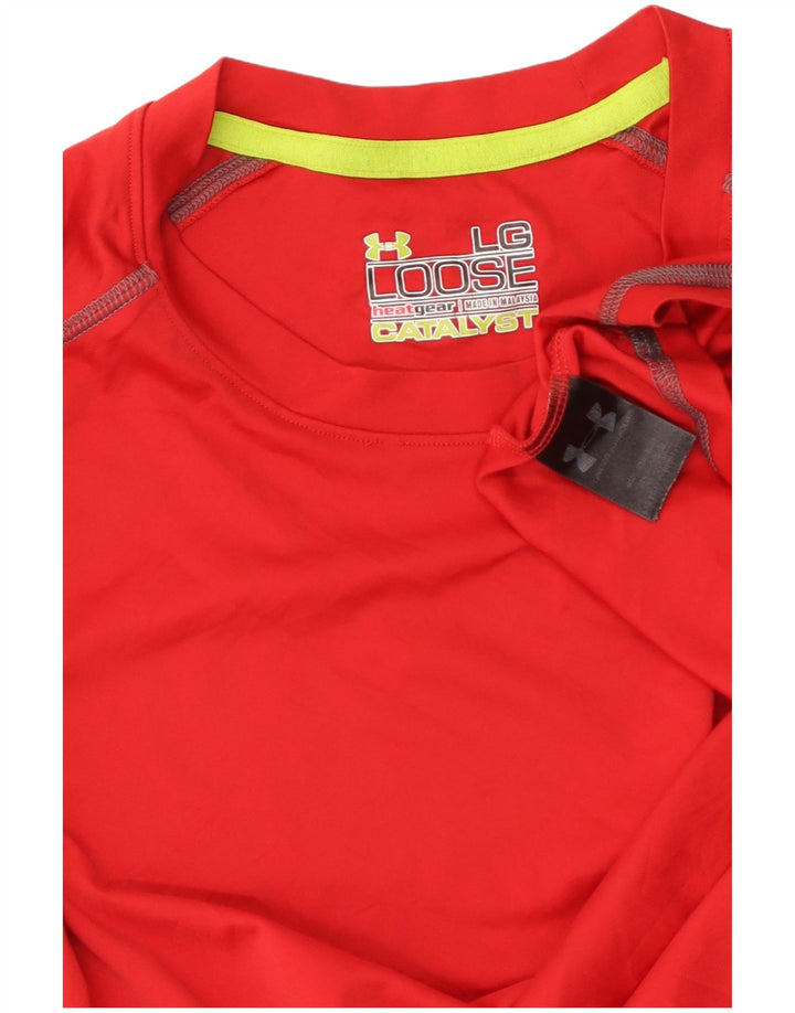 Męski T-shirt UNDER ARMOUR Heat Gear, duży, czerwony, poliestrowy