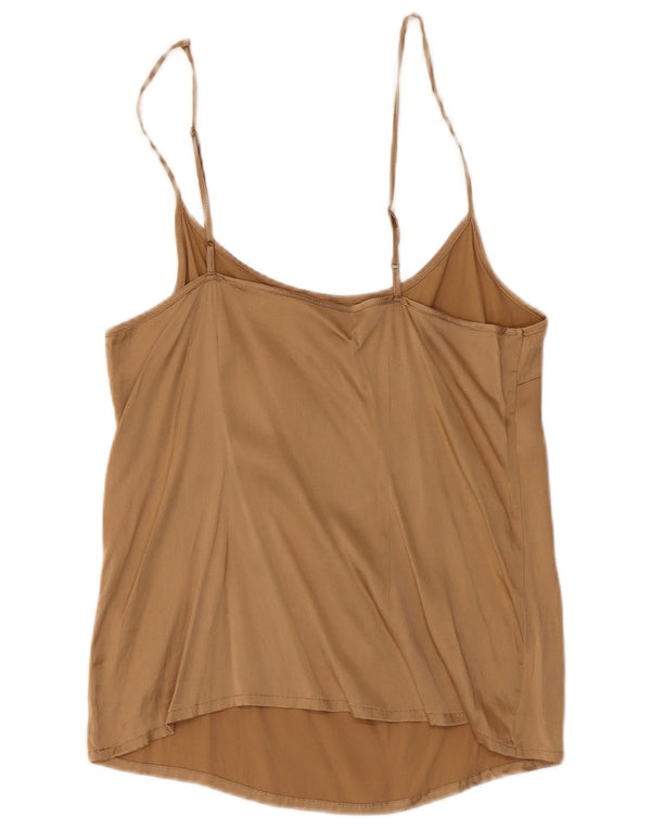 Vintage damski top na ramiączkach UK 8, mały, brązowy jedwab