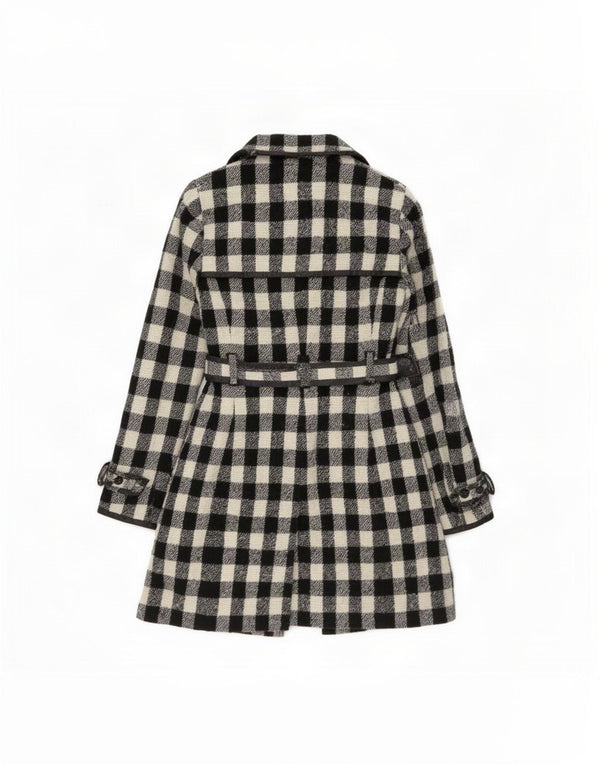 Karen Millen Płaszcz damski UK 6 XS Czarna wełniana kratka