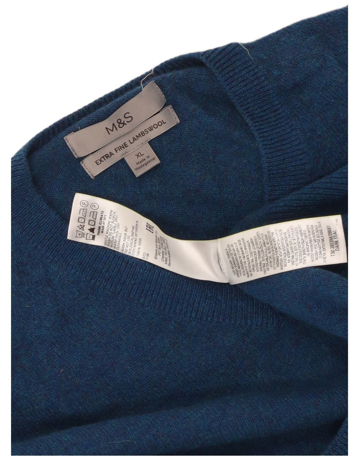 Marks & Spencer Damski sweter z dekoltem w kształcie litery V, UK 18 XL, niebieska wełna