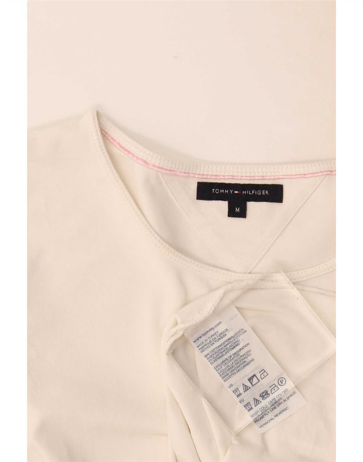Damski top z długim rękawem Tommy Hilfiger UK 12, średnia biała bawełna
