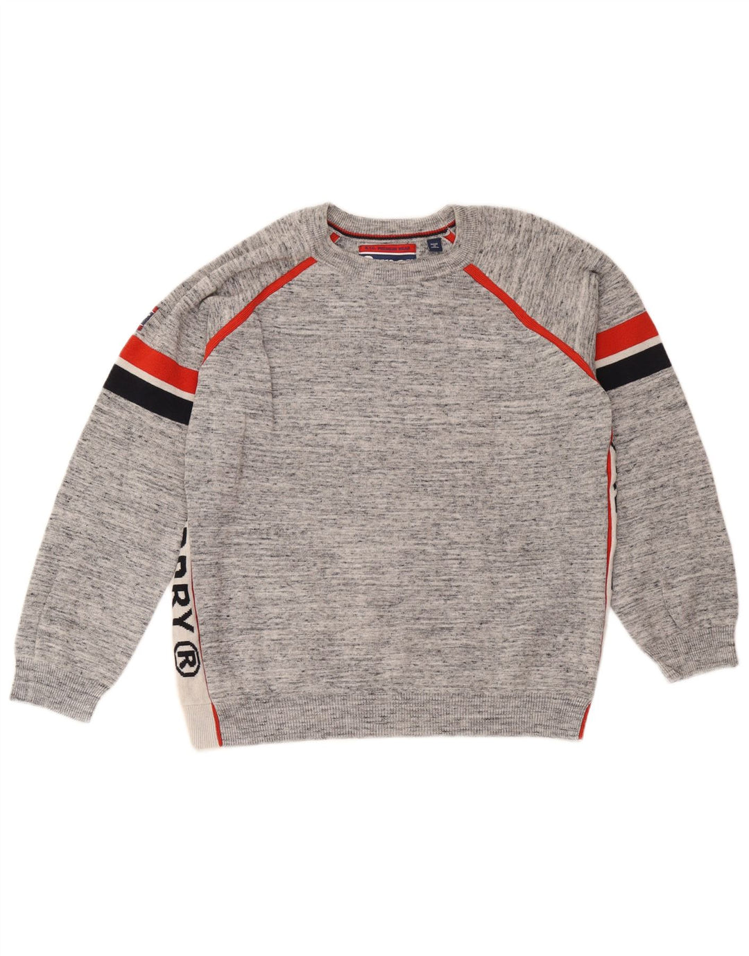 Męski sweter Superdry z okrągłym dekoltem i dużym szarym blokiem kolorów