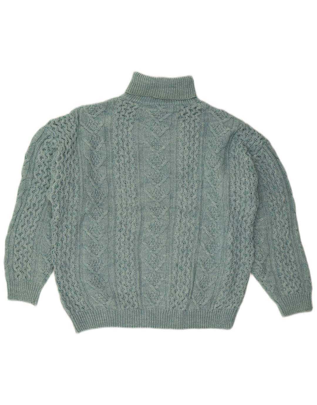 VINTAGE Damski sweter oversize z golfem UK 18 XL, niebieska wełna
