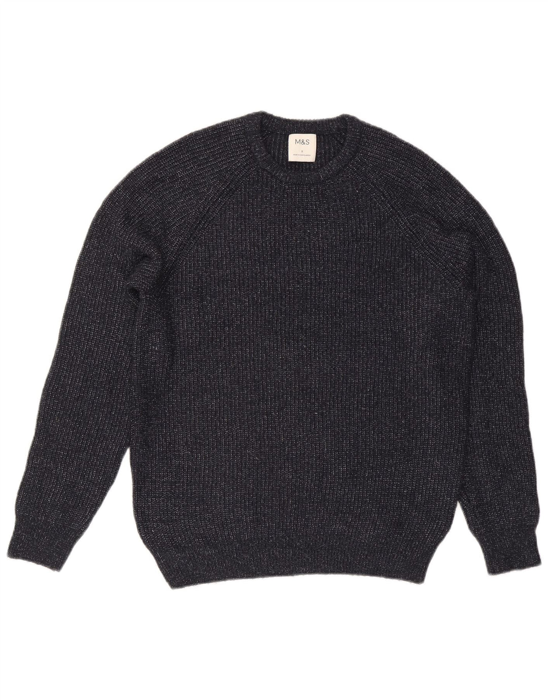 Marks & Spencer Męski sweter z okrągłym dekoltem, mały, granatowy, poliamid