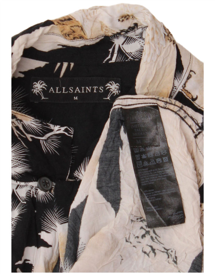 Męska koszula z grafiką All Saints, średnia wielokolorowa wiskoza z blokami kolorów