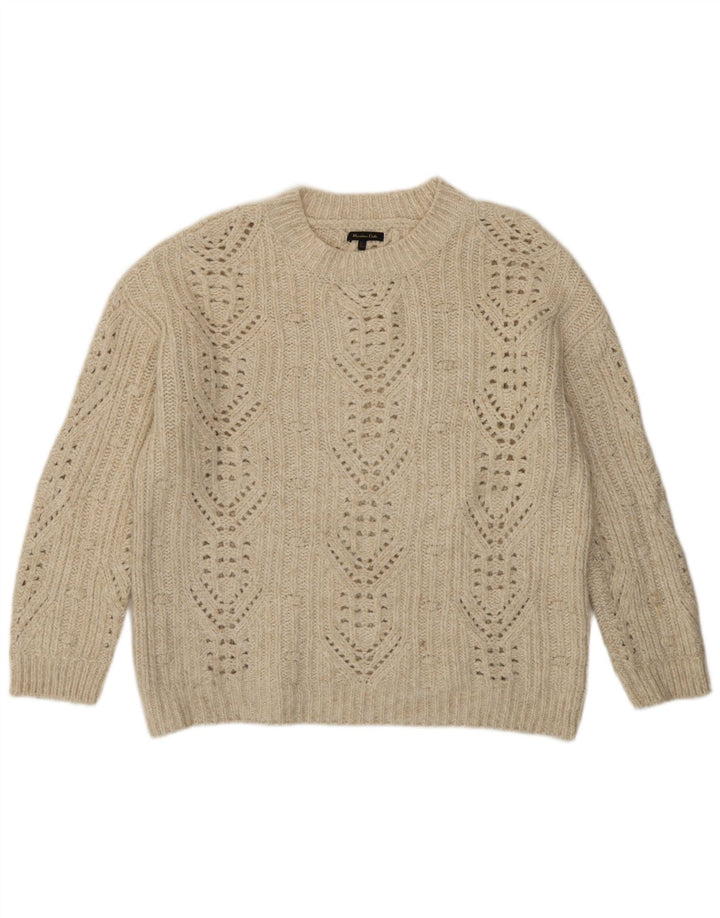 Sweter damski Massimo Dutti z okrągłym dekoltem UK 16, duży w kolorze złamanej bieli