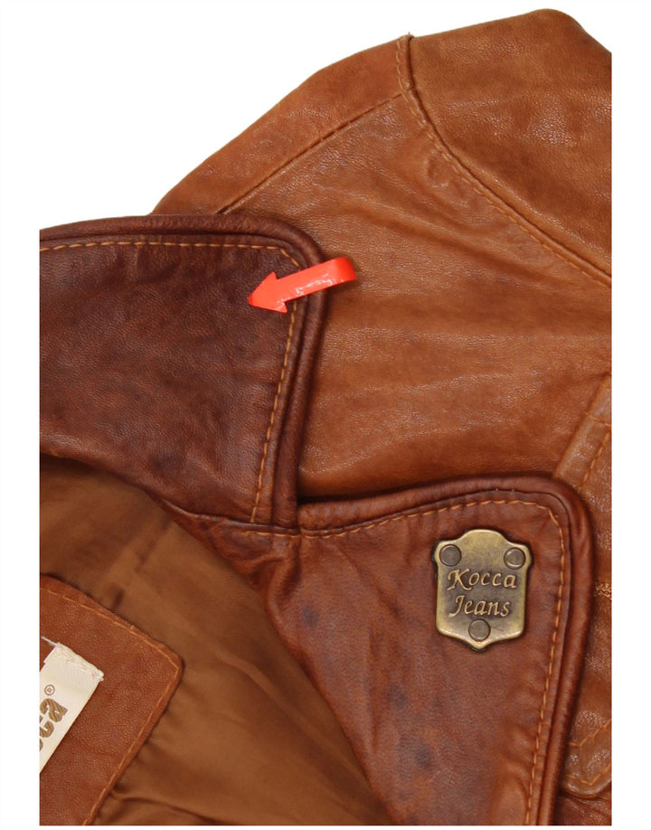 KOCCA Damska kurtka skórzana UK 10 Mała brązowa skóra