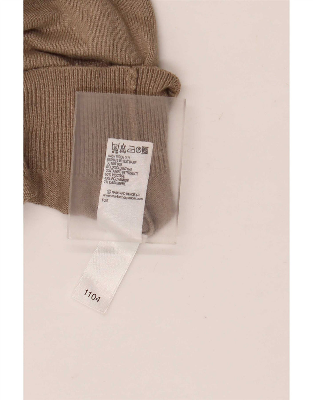 Marks & Spencer Męski sweter z dekoltem w kształcie litery V, duży, brązowy, wiskoza