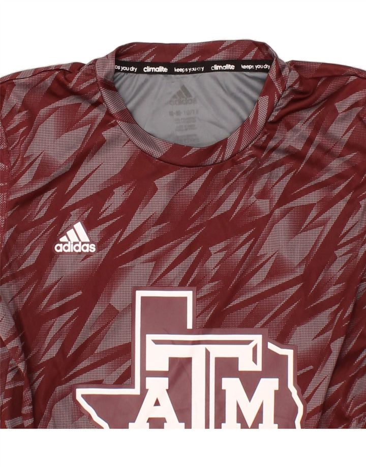 ADIDAS Boys Graphic T-Shirt Top 10-11 Years Medium Maroon Geometric Vintage Adidas and Second-Hand Adidas from Messina Hembry 