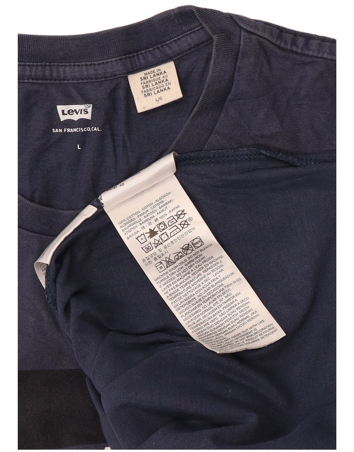 Męski T-shirt z grafiką Levi's, duży, granatowy, bawełniany