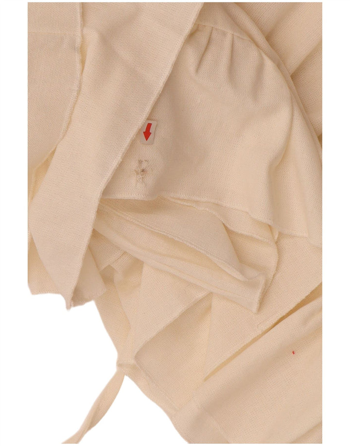 Damska sukienka VINTAGE z długim rękawem i odkrytymi ramionami UK 12, średnia, biała lniana