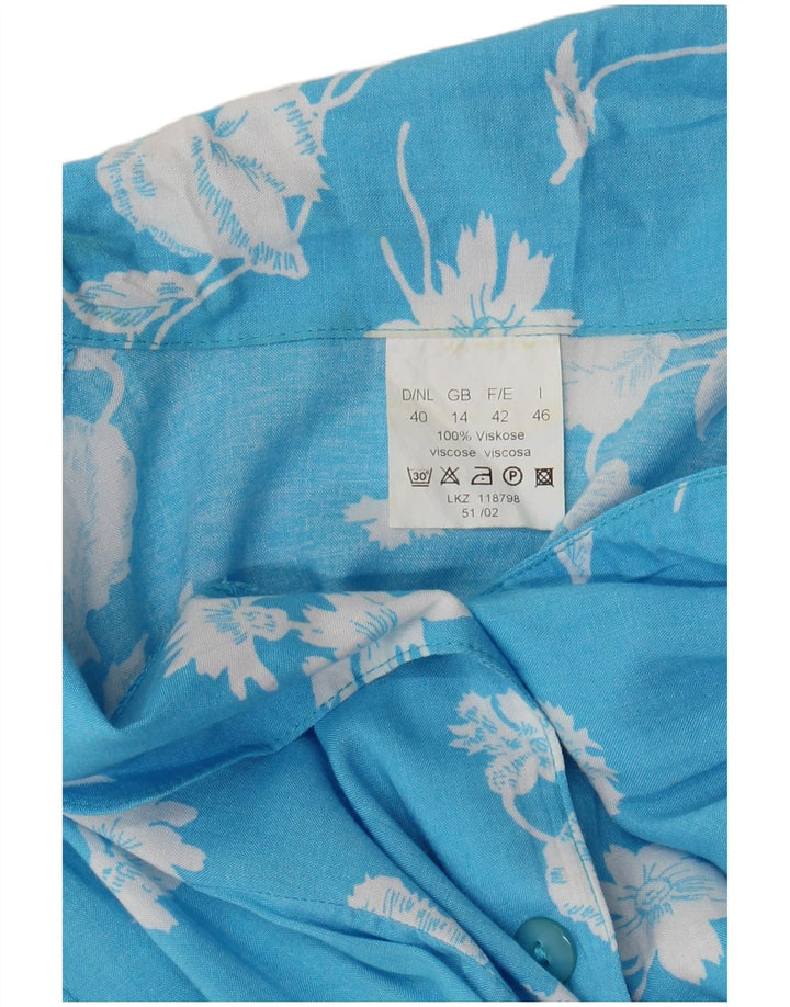 VINTAGE damska sukienka maxi bez rękawów UK 14 duża niebieska wiskoza w kwiaty