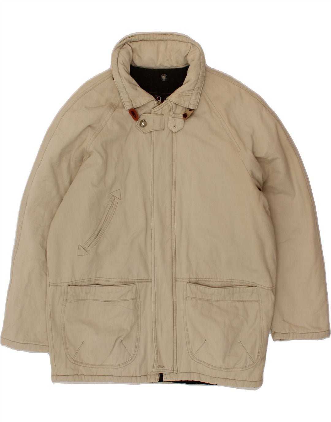 ZIP Mens Windbreaker Jacket UK 42 XL Beige Vintage Zip and Second-Hand Zip from Messina Hembry 