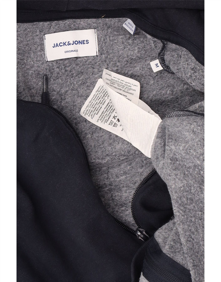 Męski sweter z kapturem i zamkiem błyskawicznym Jack & Jones, średni granatowy, bawełniany