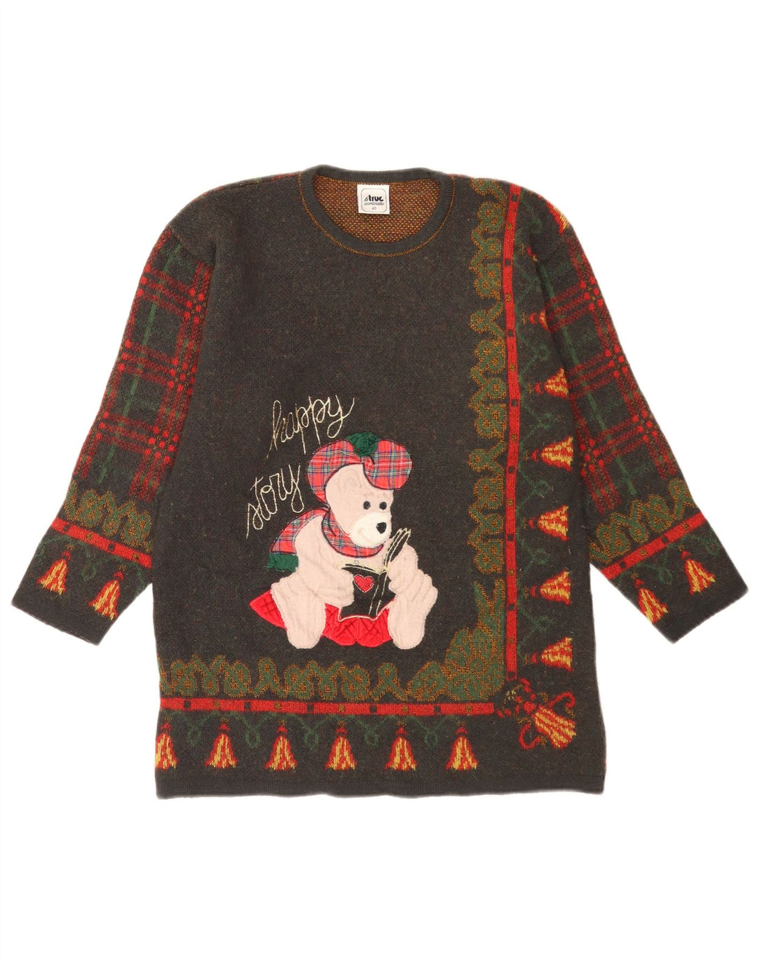 Damski sweter LE TRUC z graficznym wycięciem pod szyją IT 40 Mały szary patchwork