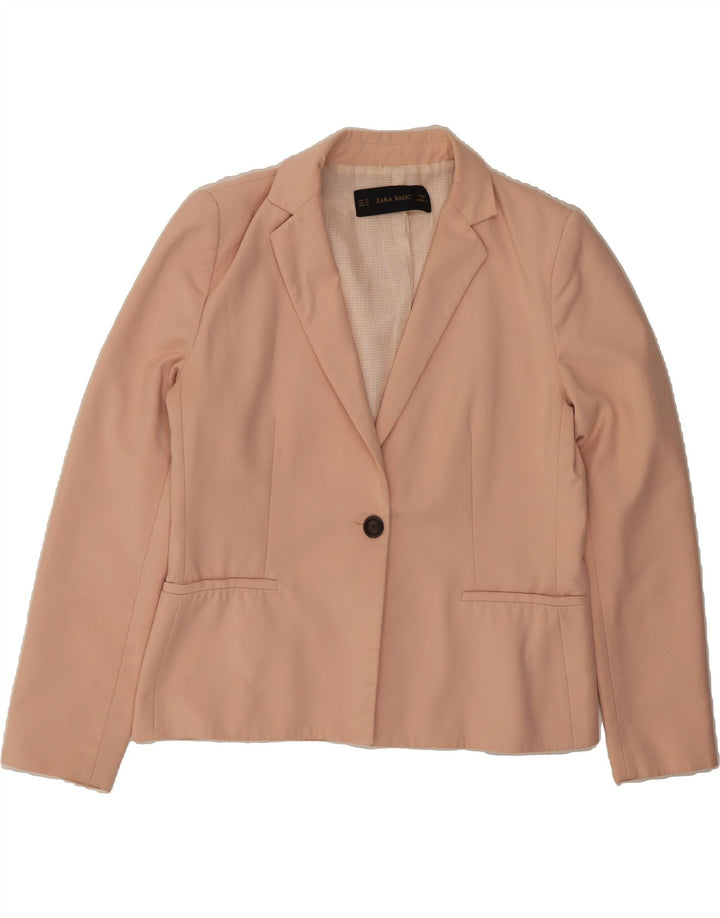 ZARA Womens 1 Button Blazer Jacket UK 18 XL Pink Cotton Vintage Zara and Second-Hand Zara from Messina Hembry 