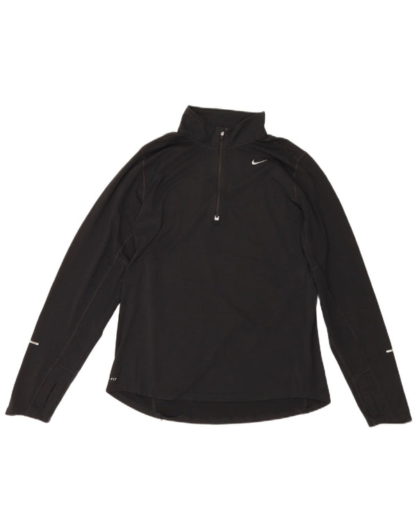 Męski dres Nike Dri Fit z zamkiem błyskawicznym na szyi, średni czarny poliester
