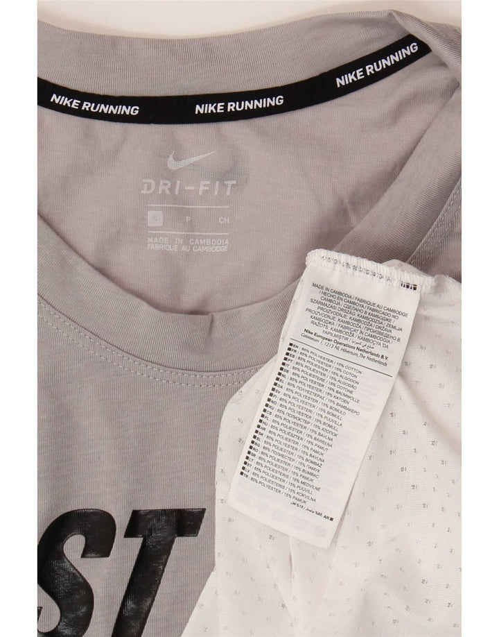 Damska koszulka Nike Crop Oversized Graphic Top UK 10, mały, szary poliester