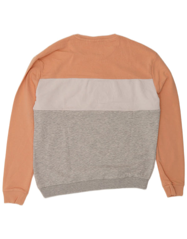 FILA Męska bluza z grafiką, duża, pomarańczowa, bawełniana z blokami kolorów