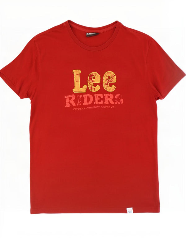 Męski T-shirt Lee Riders z grafiką, 2XL, czerwony, bawełniany