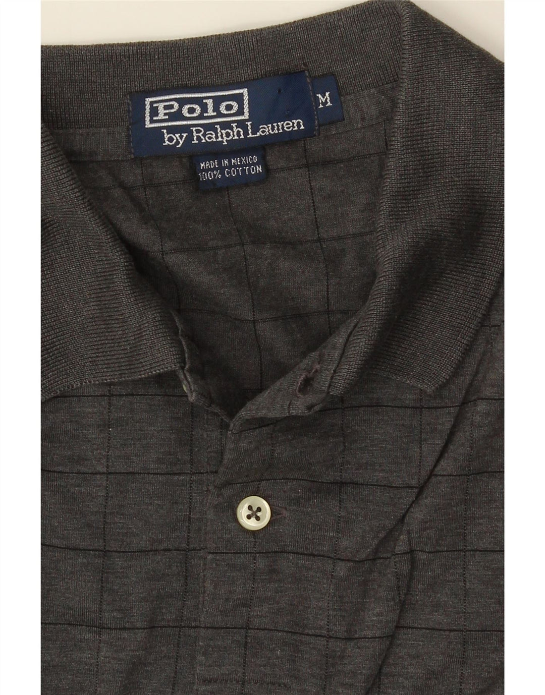 POLO RALPH LAUREN Męska koszulka polo w średnią szarą kratę, bawełniana