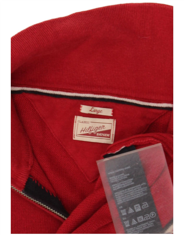 Klasyczny sweter męski Tommy Hilfiger, duży, czerwony, bawełniany