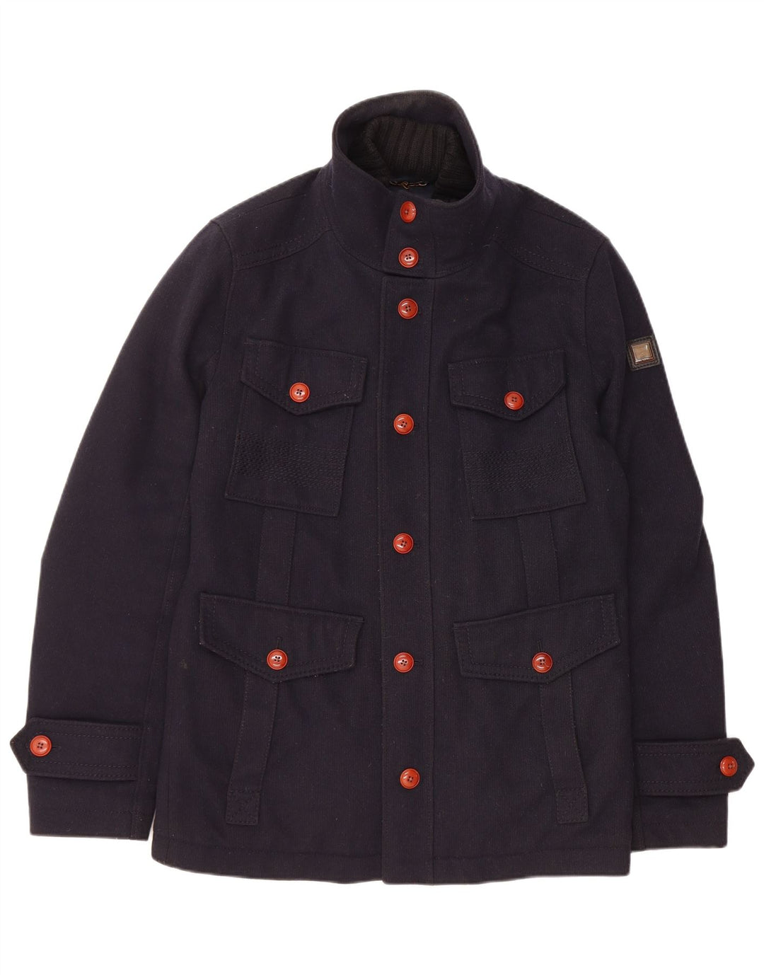 Męska kurtka użytkowa HUGO BOSS UK 38 Średni granatowy wełniany