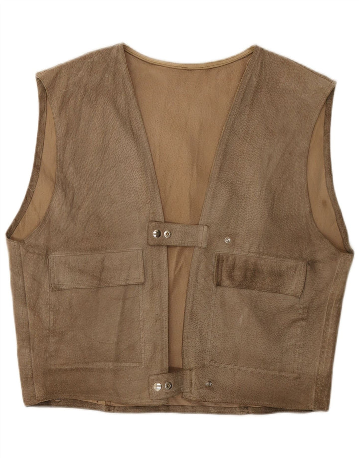 Zamszowa kamizelka męska w stylu vintage, średni beż