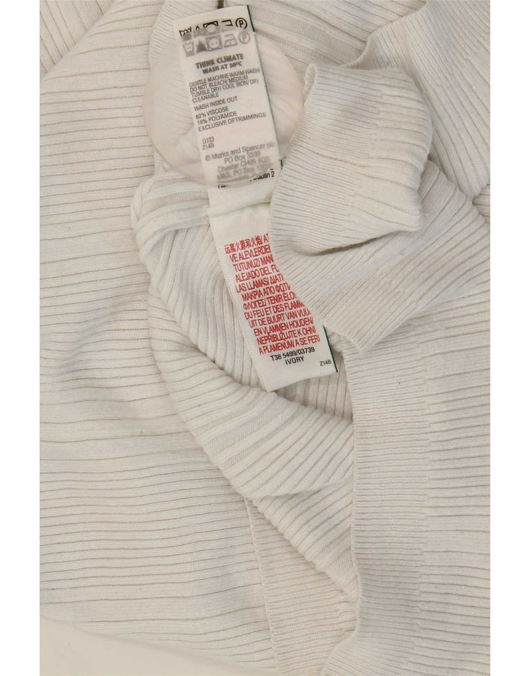 Marks & Spencer Damski sweter z golfem UK 12 Średnio-biała wiskoza