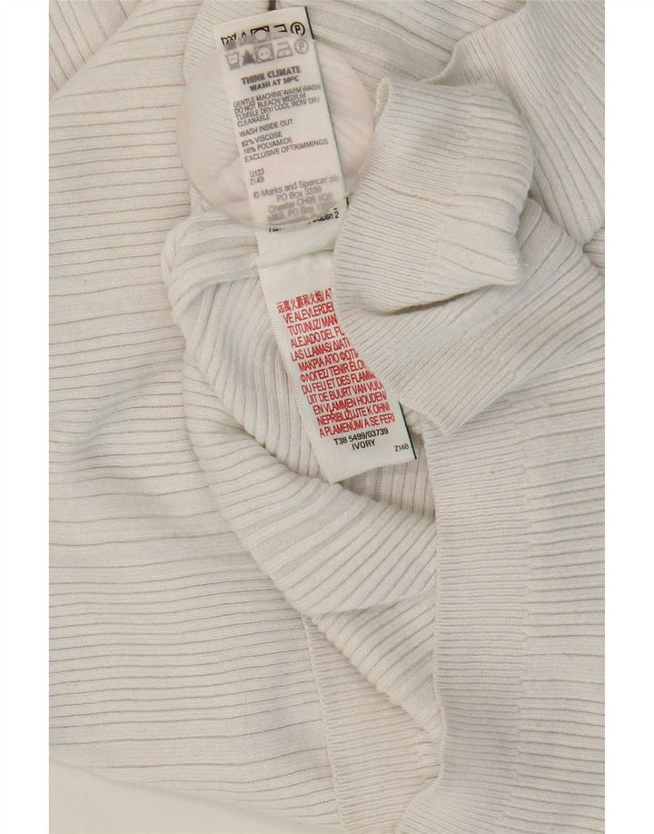 Marks & Spencer Damski sweter z golfem UK 12 Średnio-biała wiskoza