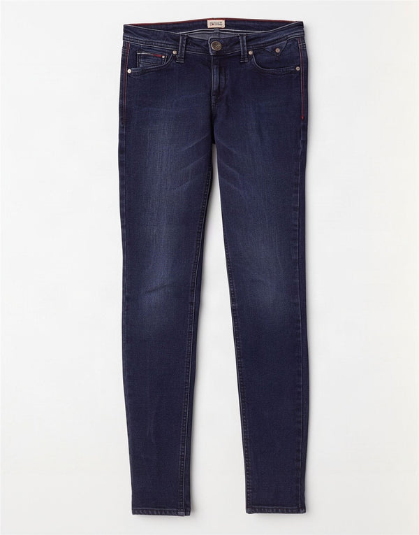 Damskie jeansy skinny z niską talią Tommy Hilfiger W28 L34 granatowe