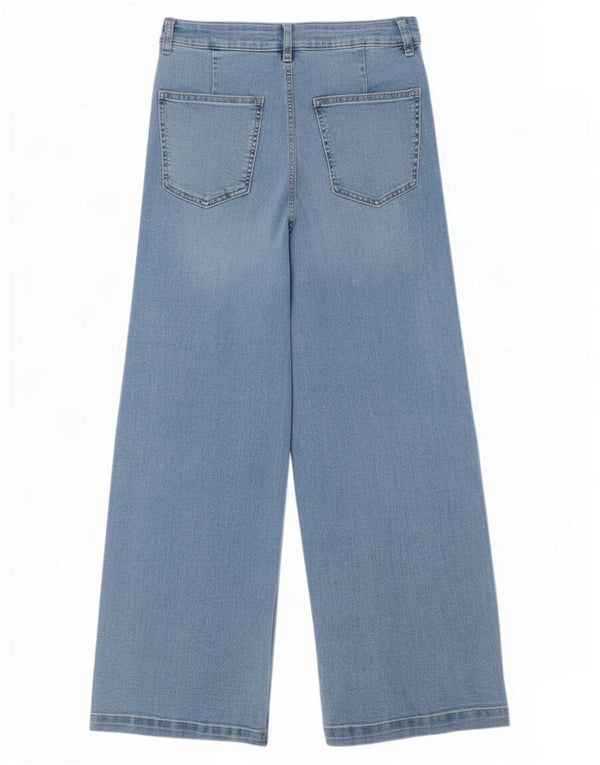 Marks & Spencer Damskie dżinsy z szeroką nogawką UK 12 Medium W28 L28 Niebieskie bawełniane