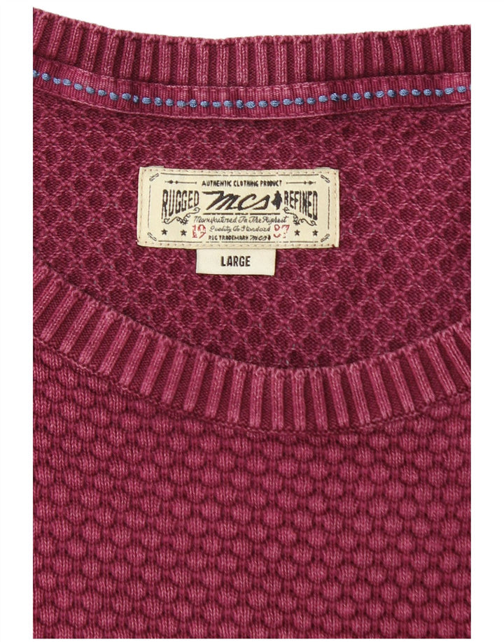 Marlboro Classics Męski sweter z okrągłym dekoltem, duży, bordowy