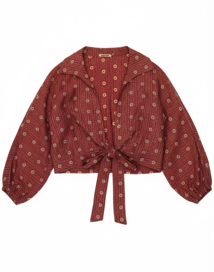 Damska bluzka Krizia z wiązaniem z przodu IT 46, duża, bordowa w kropki