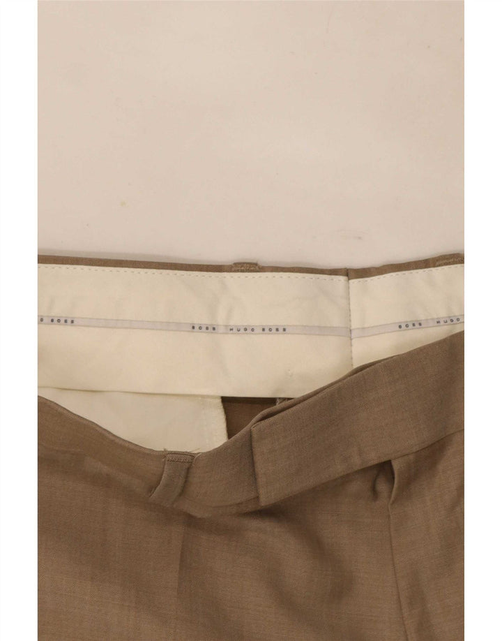 Męskie proste spodnie garniturowe Hugo Boss W36 L31 brązowe