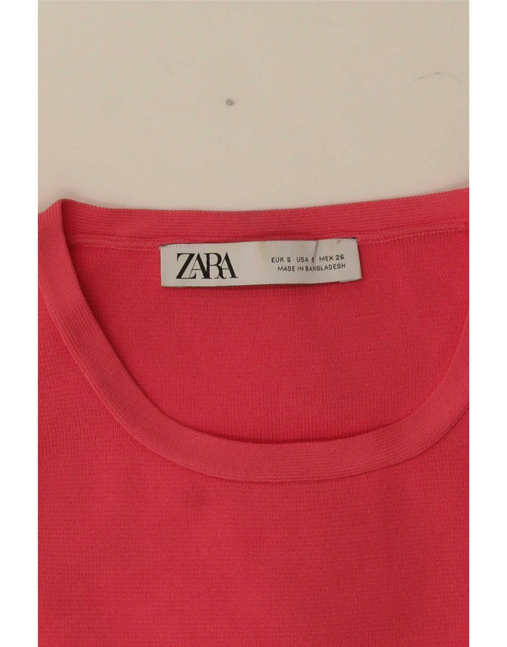 Damski krótki top Zara UK 8, mały, różowy