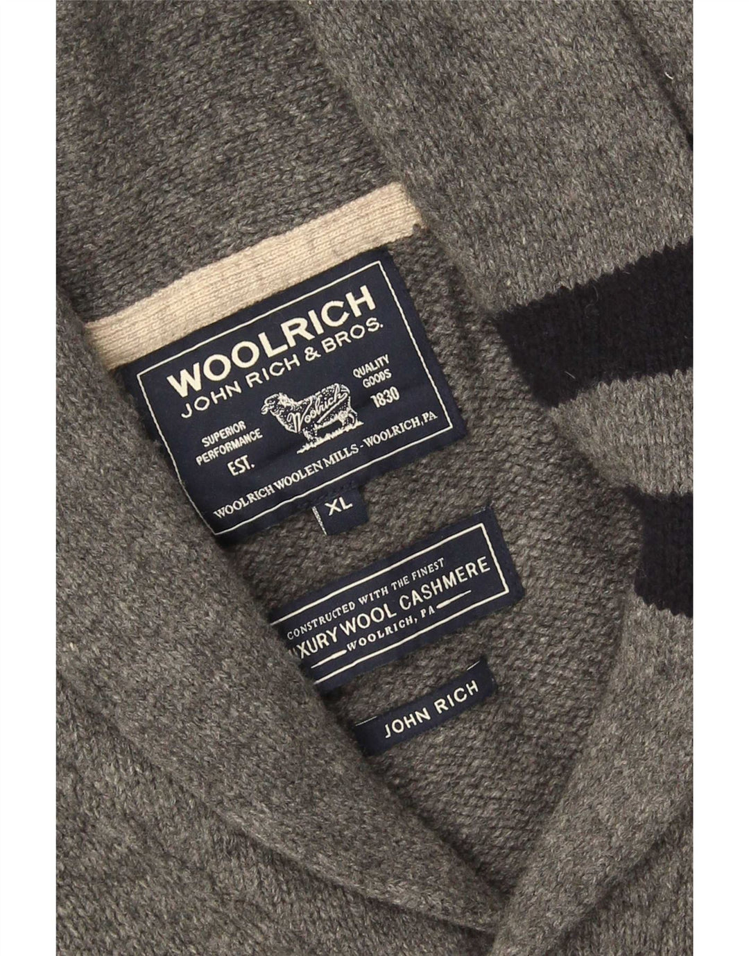 Woolrich Męski sweter rozpinany XL Szary kaszmir