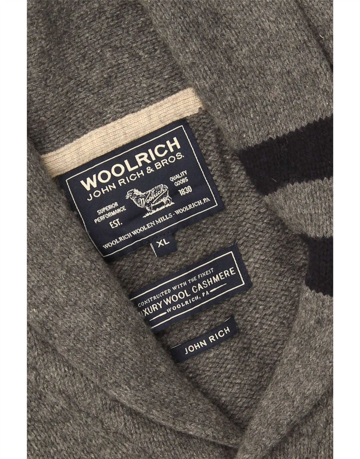 Woolrich Męski sweter rozpinany XL Szary kaszmir