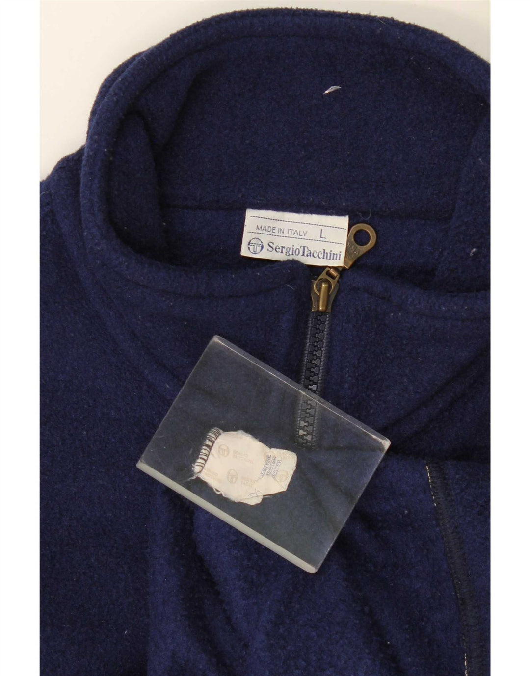 Męski sweter polarowy Sergio Tacchini z zamkiem błyskawicznym, duży, granatowy, poliester