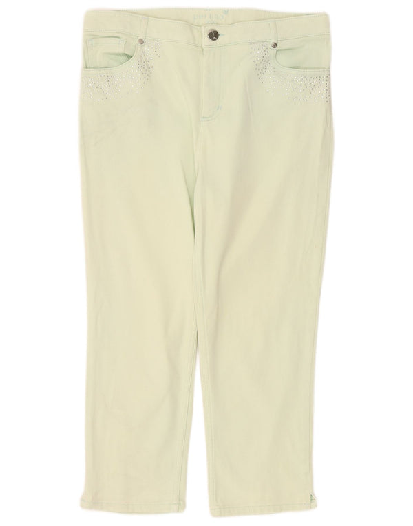 Marks & Spencer Womens High Waist Capri Jeans UK 14 Large W32 L22 Turquoise