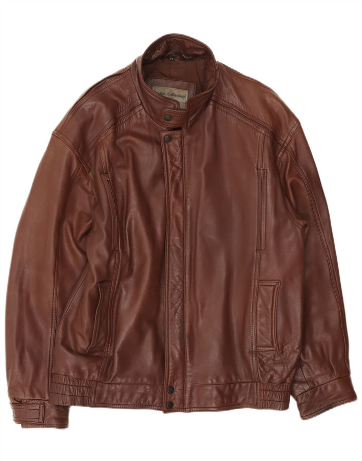 NOBLE Męska kurtka skórzana o luźnym kroju EU 44 XS, brązowa skóra