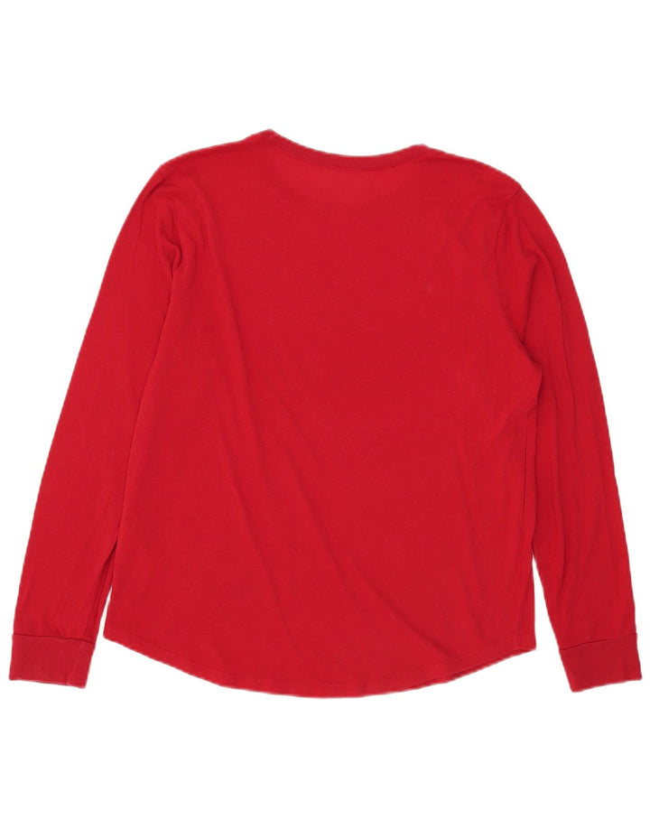 Męski top z grafiką Hollister z długim rękawem, mały, czerwony, bawełniany