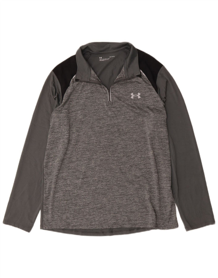Męski dres Under Armour z zamkiem błyskawicznym i dużym szarym blokiem kolorów