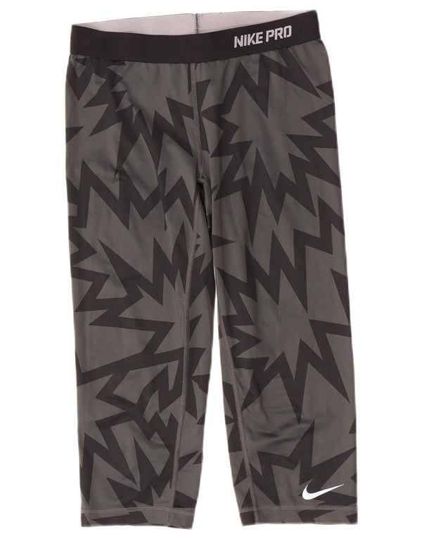 Damskie legginsy Nike Dri Fit Capri UK 12, średnioszary, geometryczny poliester