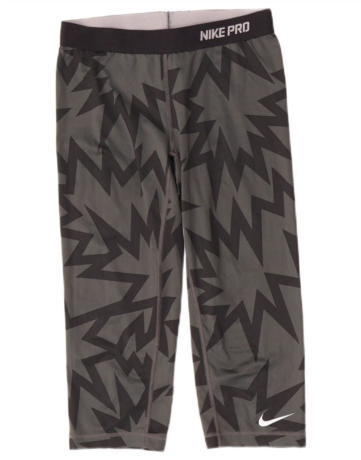 Damskie legginsy Nike Dri Fit Capri UK 12, średnioszary, geometryczny poliester