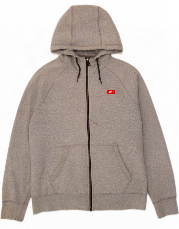 Męski sweter z kapturem i zamkiem błyskawicznym Nike, duży, szary, bawełniany
